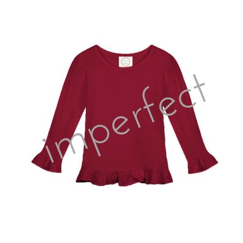 IMPERFECT Blank Girl's Long Sleeve Ruffle Tee Shirt
